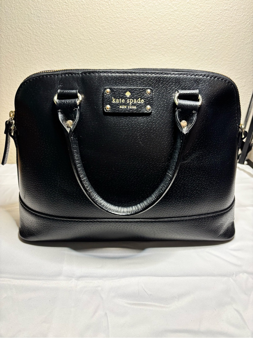 kate spade Laurel Way Greer Leather Dome Satchel with Gold Hardware